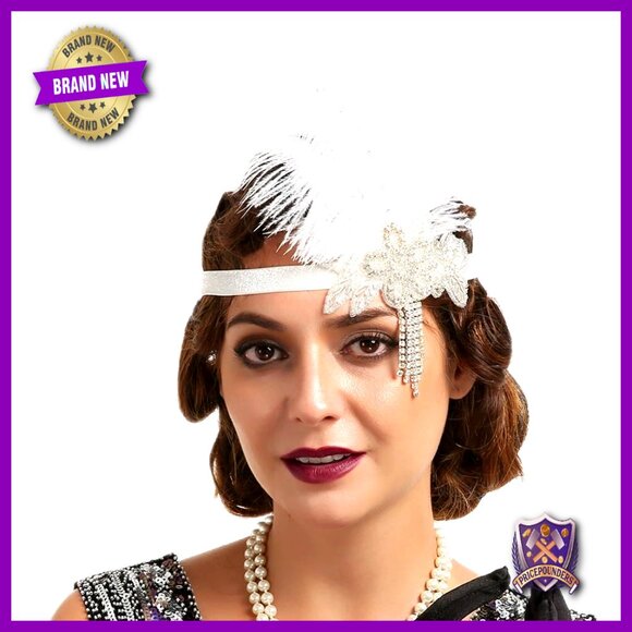 Vintage Flapper Feather Headband Art Deco Gatsby Party Headpiece main image 6